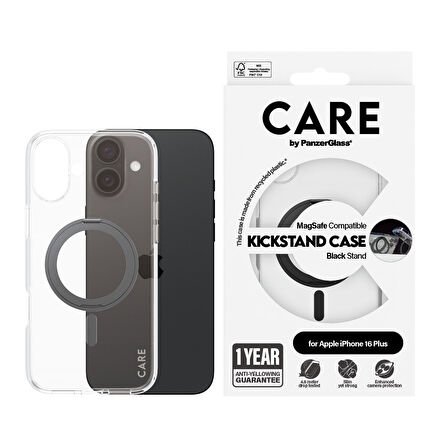 CARE by PanzerGlass iPhone 16 Plus Feature Kickstand & MagSafe - Siyah Kılıf