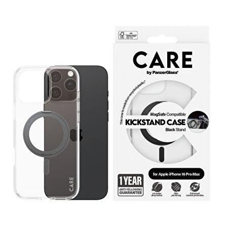 CARE by PanzerGlass iPhone 16 Pro Max Feature Kickstand & MagSafe - Siyah Kılıf