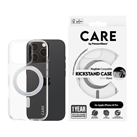 CARE by PanzerGlass iPhone 16 Pro Feature Kickstand & MagSafe - Gümüş Kılıf