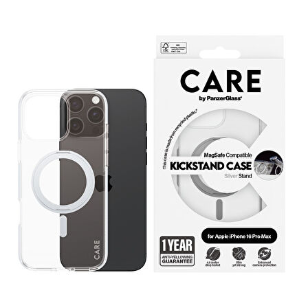 CARE by PanzerGlass iPhone 16 Pro Max Feature Kickstand & MagSafe - Gümüş Kılıf