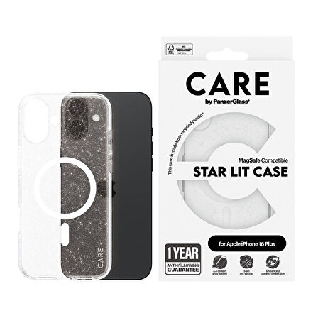 CARE by PanzerGlass iPhone 16 Plus Flagship Kapak & Kılıf Star Lit MagSafe - Beyaz Kılıf