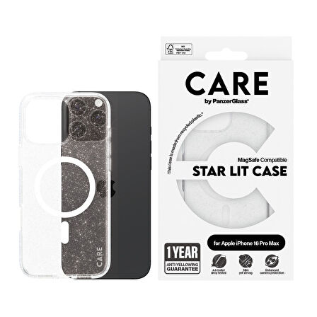 CARE by PanzerGlass iPhone 16 Pro Max Flagship Kapak & Kılıf Star Lit MagSafe - Beyaz Kılıf