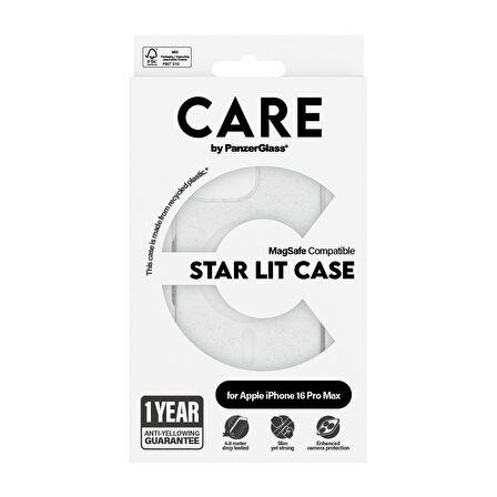 CARE by PanzerGlass iPhone 16 Pro Max Flagship Kapak & Kılıf Star Lit MagSafe - Beyaz Kılıf