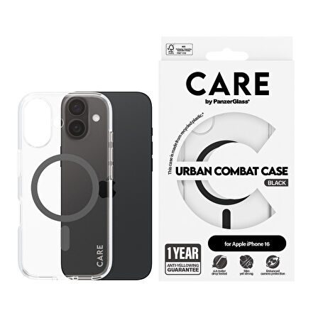 CARE by PanzerGlass iPhone 16 Flagship Urban Combat MagSafe - Siyah Kılıf