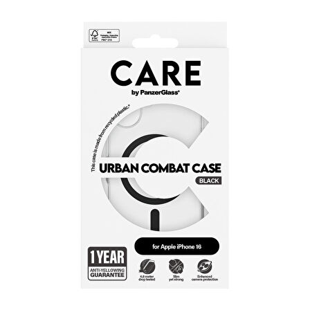 CARE by PanzerGlass iPhone 16 Flagship Urban Combat MagSafe - Siyah Kılıf