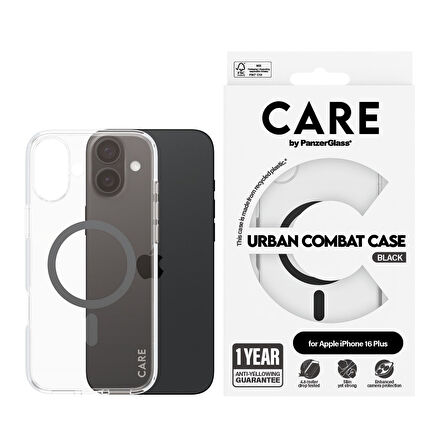 CARE by PanzerGlass iPhone 16 Plus Flagship Urban Combat MagSafe - Siyah Kılıf