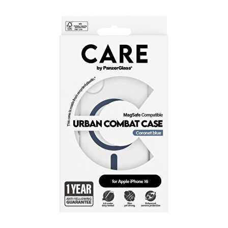 CARE by PanzerGlass iPhone 16 Flagship Urban Combat MagSafe - Mavi Kılıf