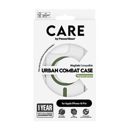 CARE by PanzerGlass iPhone 16 Pro Flagship Urban Combat MagSafe - Yeşil Kılıf