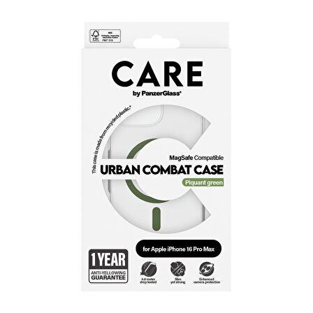 CARE by PanzerGlass iPhone 16 Pro Max Flagship Urban Combat MagSafe - Yeşil Kılıf