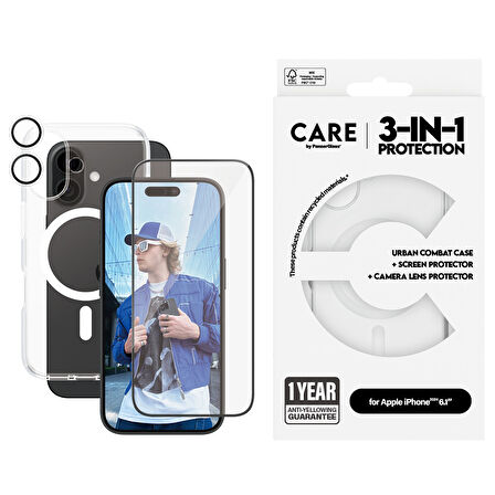 CARE by PanzerGlass iPhone 16 Flagship 3 in 1 Bundle Ekran & Kamera Koruyucu & Kılıf