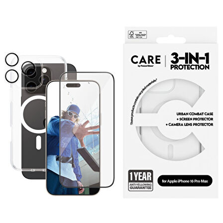 CARE by PanzerGlass iPhone 16 Pro Max Flagship 3 in 1 Bundle Ekran & Kamera Koruyucu & Kılıf