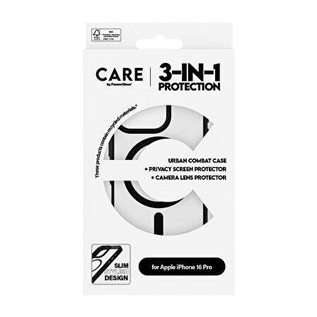 CARE by PanzerGlass iPhone 16 Pro Flagship 3 in 1 Privacy Bundle Ekran & Kamera Koruyucu & Kılıf