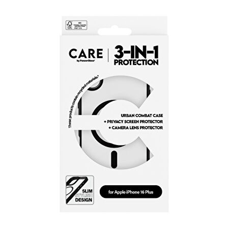 CARE by PanzerGlass iPhone 16 Plus Flagship 3 in 1 Privacy Bundle Ekran & Kamera Koruyucu & Kılıf