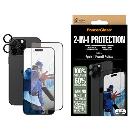 PanzerGlass iPhone 16 Pro Max 2 in 1 Bundle Ekran Koruyucu & Kamera Koruyucu