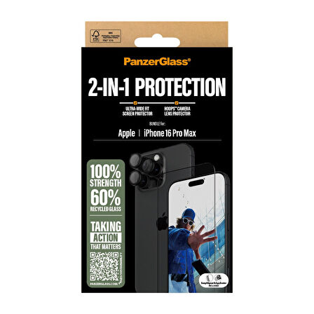 PanzerGlass iPhone 16 Pro Max 2 in 1 Bundle Ekran Koruyucu & Kamera Koruyucu