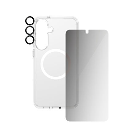 CARE by PanzerGlass Flagship Samsung Galaxy S25+ 3'lü Çerçeve Aparatlı Gizli/Hayalet Ekranlı Set