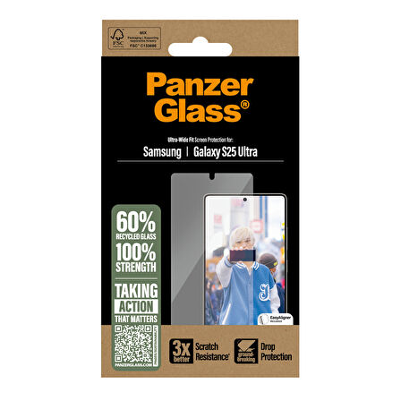 PanzerGlass Samsung Galaxy S25 Ultra | Ultra-Wide Fit Tam Koruma Çerçeve Aparatlı Ekran Koruyucu