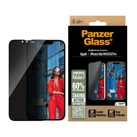 PanzerGlass iPhone 16e | 14 | 13 | 13 Pro  UWF Privacy Ekran Koruyucu