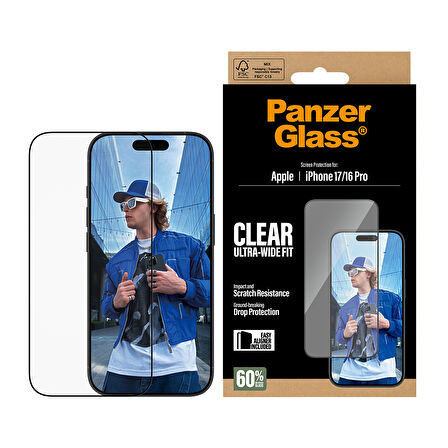 PanzerGlass iPhone 17 | iPhone 16 Pro | Ultra-Wide Fit Çerçeve Aparatlı Ekran Koruyucu