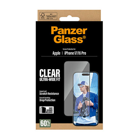 PanzerGlass iPhone 17 | iPhone 16 Pro | Ultra-Wide Fit Çerçeve Aparatlı Ekran Koruyucu