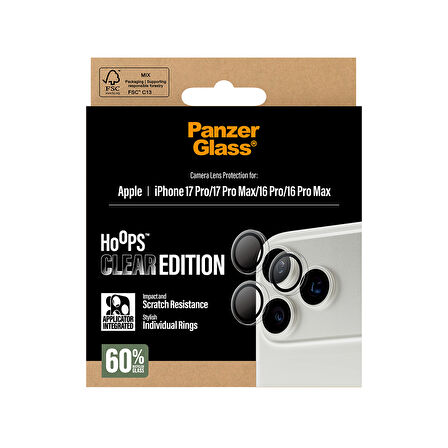 PanzerGlass Hoops iPhone 17 Pro | iPhone 17 Pro Max | iPhone 16 Pro | 16 Pro Max  Transparent Kamera Lens Koruyucu