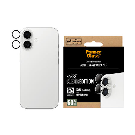 PanzerGlass Hoops iPhone 17 | iPhone 16 | 16 Plus Transparent Kamera Lens Koruyucu