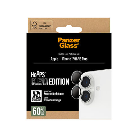 PanzerGlass Hoops iPhone 17 | iPhone 16 | 16 Plus Transparent Kamera Lens Koruyucu
