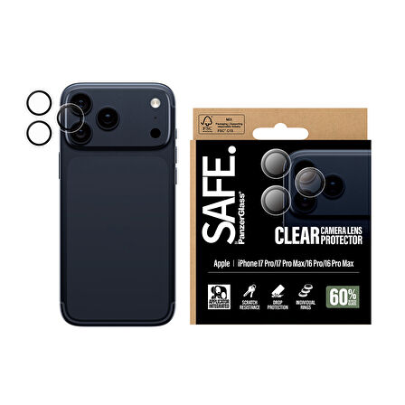 SAFE. by PanzerGlass iPhone 17 Pro | iPhone 17 Pro Max | iPhone 16 Pro | 16 Pro Max Transparent Kamera Lens Koruyucu