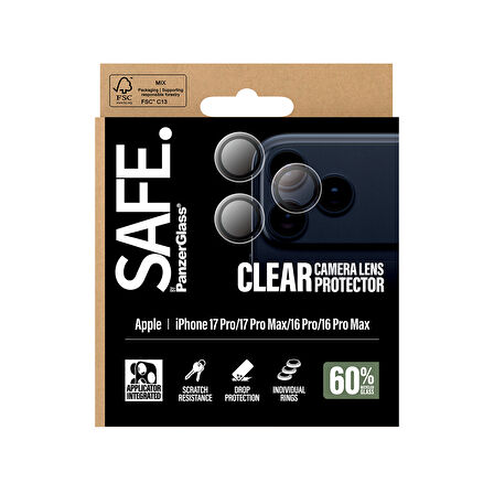 SAFE. by PanzerGlass iPhone 17 Pro | iPhone 17 Pro Max | iPhone 16 Pro | 16 Pro Max Transparent Kamera Lens Koruyucu