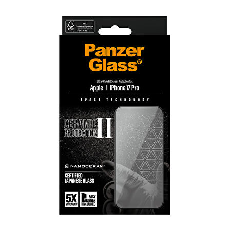 PanzerGlass iPhone 17 Pro | Ultra-Wide Çerçeve Aparatlı Fit Seramik II Ekran Koruyucu