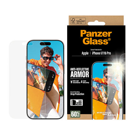 PanzerGlass iPhone Anti-Reflective Armor 17 | iPhone 16 Pro Çerçeve Aparatlı Armor Ekran Koruyucu