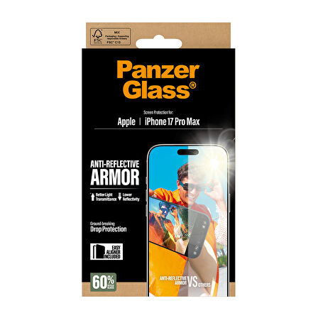 PanzerGlass Anti-Reflective Armor iPhone 17 Pro Max Çerçeve Aparatlı Armor Ekran Koruyucu