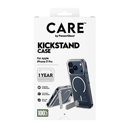 CARE by PanzerGlass® iPhone 17 Pro Şeffaf Kılıf | Kickstand & MagSafe  