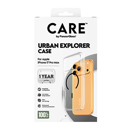 CARE by PanzerGlass® iPhone 17 Pro Max Amiral Kılıf Urban Explorer Şeffaf | Siyah MagSafe  