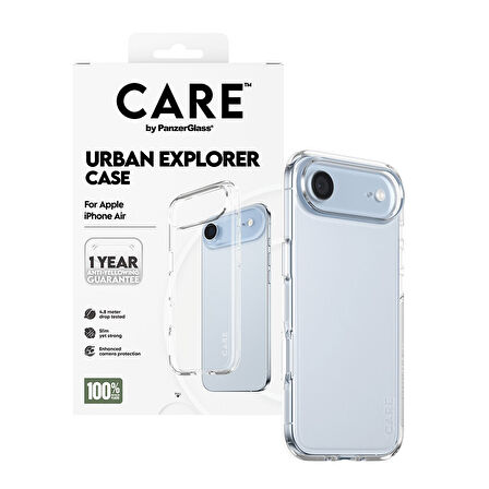 CARE by PanzerGlass® iPhone Air Amiral Kılıf Urban Explorer Şeffaf | Şeffaf Çerçeve  