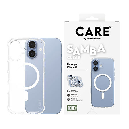 CARE by PanzerGlass® Şeffaf Samba Kılıf Beyaz MagSafe ile iPhone 17