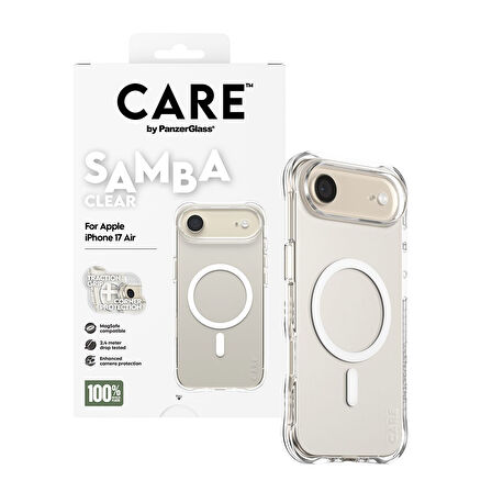 CARE by PanzerGlass® Şeffaf Samba Kılıf Beyaz MagSafe ile iPhone Air