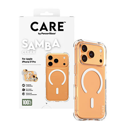 CARE by PanzerGlass® Şeffaf Samba Kılıf Beyaz MagSafe ile iPhone 17 Pro