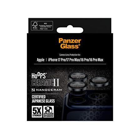 PanzerGlass® iPhone 17 Pro / Pro Max / iPhone 16 Pro / Pro Max Hoops® Seramik II Kamera Lens Koruyucu  