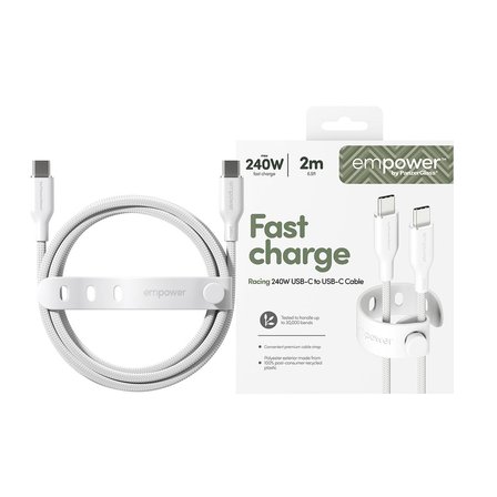 PanzerGlass® Empower Racing 240W USB-C - USB-C Kablo 2 m - Gümüş / Beyaz