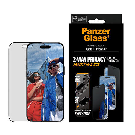 PanzerGlass® iPhone Air Gizlilik Ekran Koruyucu | Siyah Çerçeve | Ultra-Geniş | Fastfit Kutusunda  