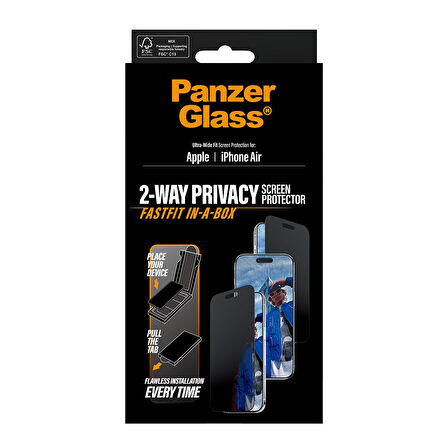 PanzerGlass® iPhone Air Gizlilik Ekran Koruyucu | Siyah Çerçeve | Ultra-Geniş | Fastfit Kutusunda  