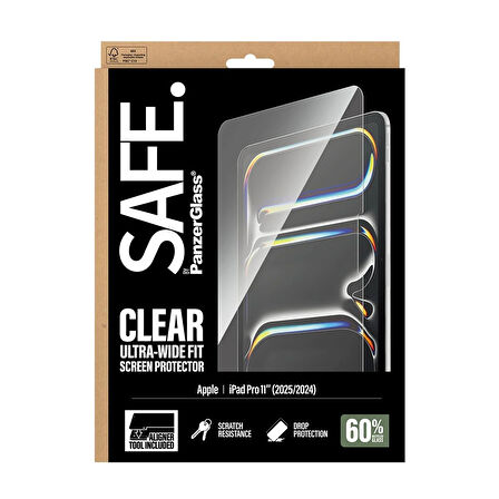 SAFE. by PanzerGlass® Ekran Koruyucu - iPad Pro 11 inç (2024-2025) - Ultra Geniş Uyum, FastFit aracı ile