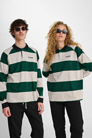 Hummel LOOSE STRIPED POLO UZUN KOLLU TŞÖRT