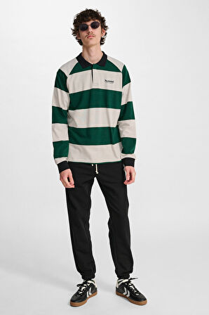 Hummel LOOSE STRIPED POLO UZUN KOLLU TŞÖRT