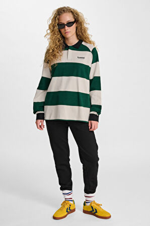 Hummel LOOSE STRIPED POLO UZUN KOLLU TŞÖRT