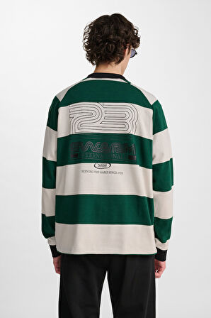 Hummel LOOSE STRIPED POLO UZUN KOLLU TŞÖRT