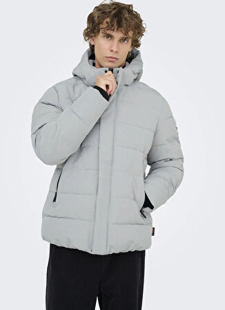 Only & Sons Açık Gri Erkek Mont ONSCAYSON PUFFA OTW NOOS
