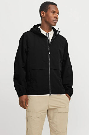 Jack & Jones Erkek Jcounıon Kapüşonlu Fermuarlı Ceket 12274049 Siyah