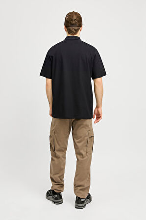 Jack & Jones Erkek Jcofusıon Regular Fit Fermuarlı Polo Yaka Kısa Kollu T-Shirt 12273127 Siyah